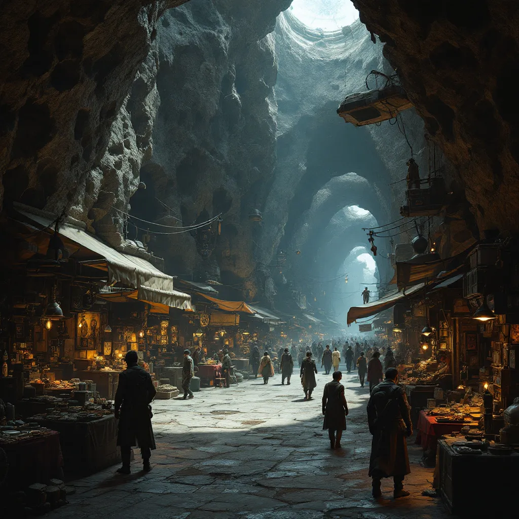 Underground marketplace scene